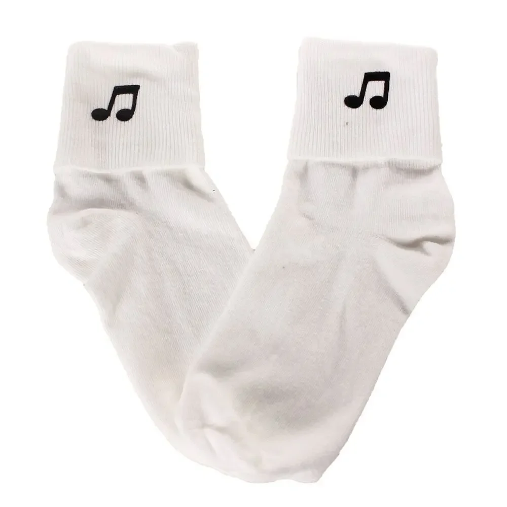 Music Note Bobby Socks Womens 9-11 Socks w Embroidered Appliques - Hey Viv